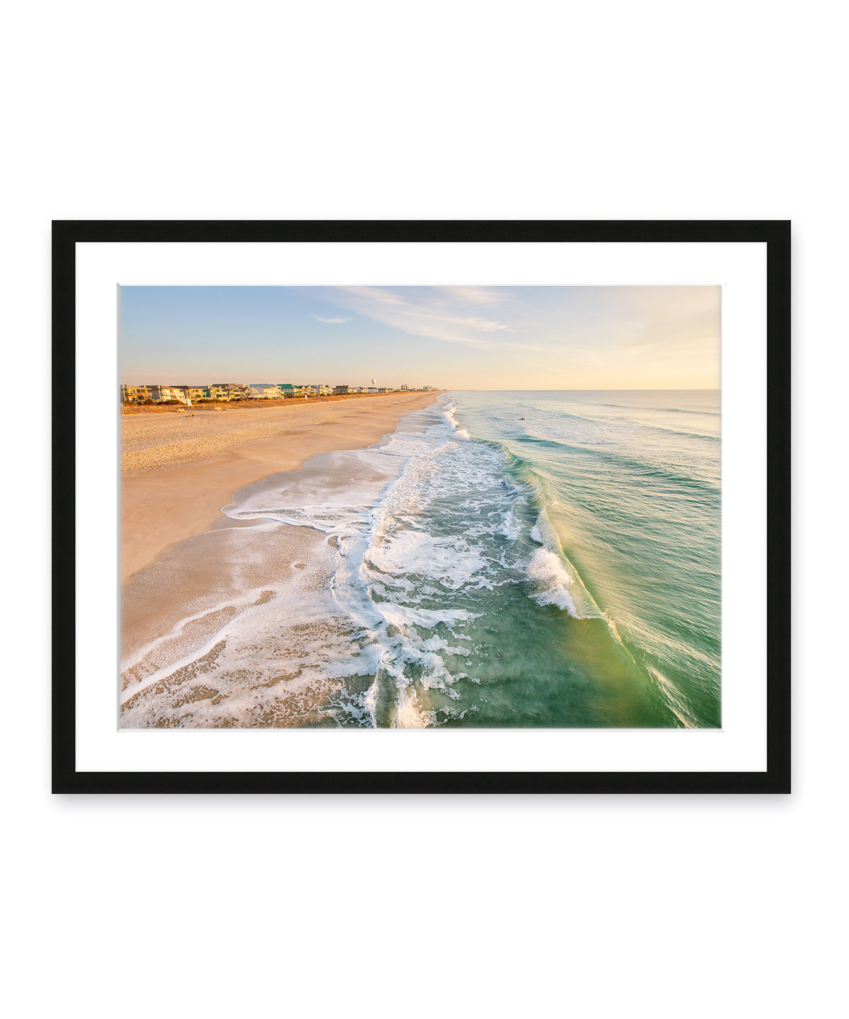 wrightsville beach, aerial ocean photograph, black frame