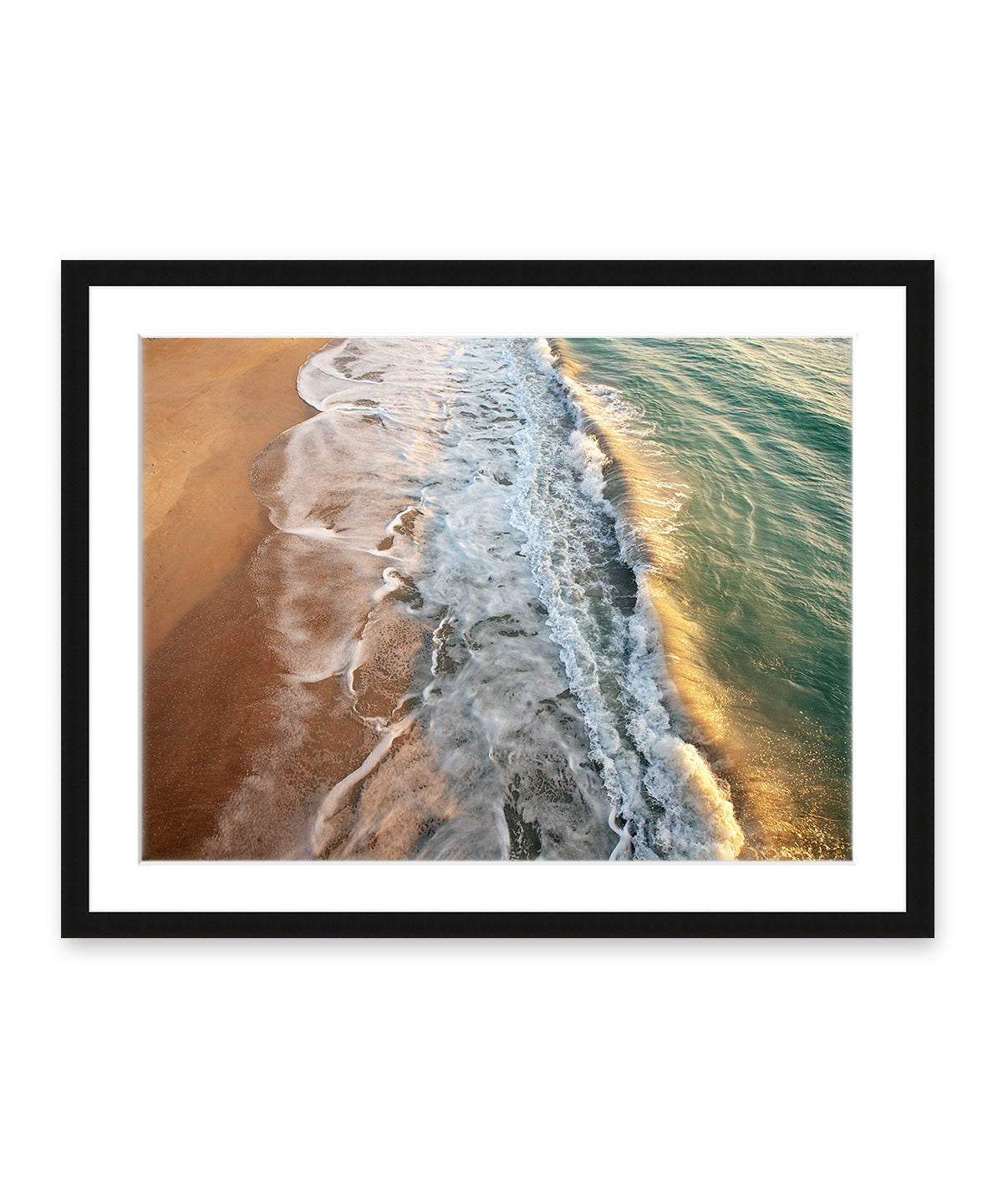 aerial waves wrightsville beach photograph, black frame