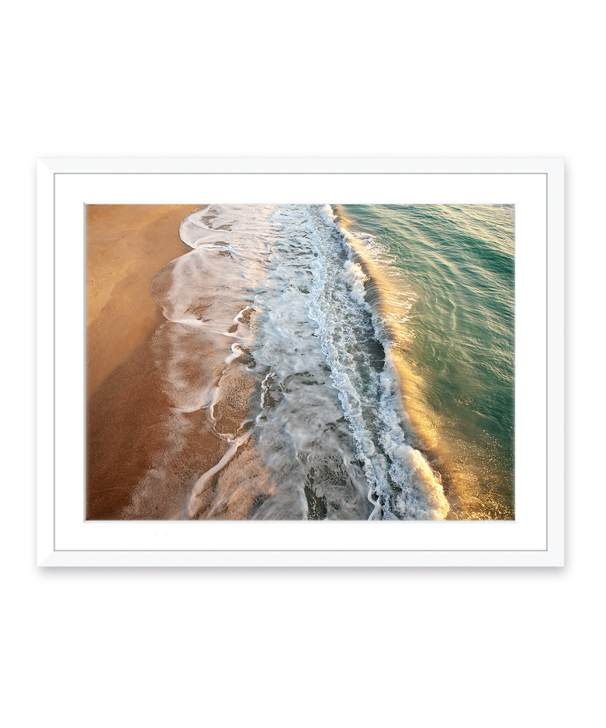 aerial waves wrightsville beach photograph, white frame