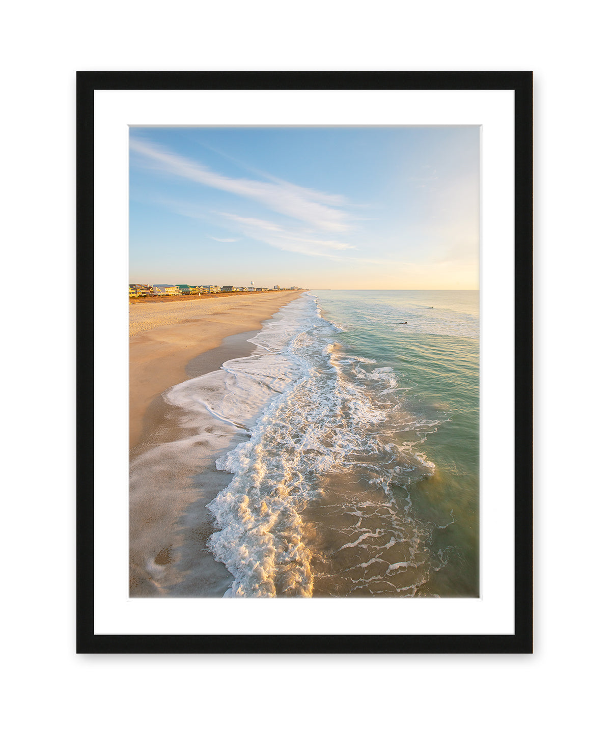 aerial wrightsville beach photograph, black frame