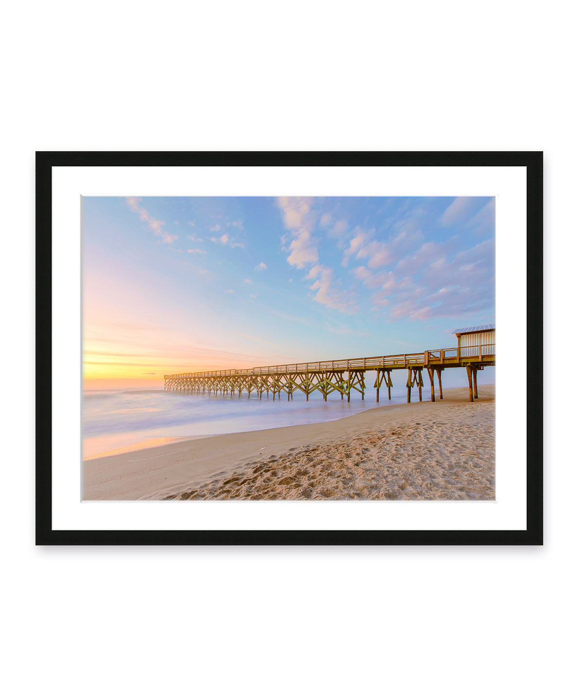 wrightsville beach photograph, dark frame beach print