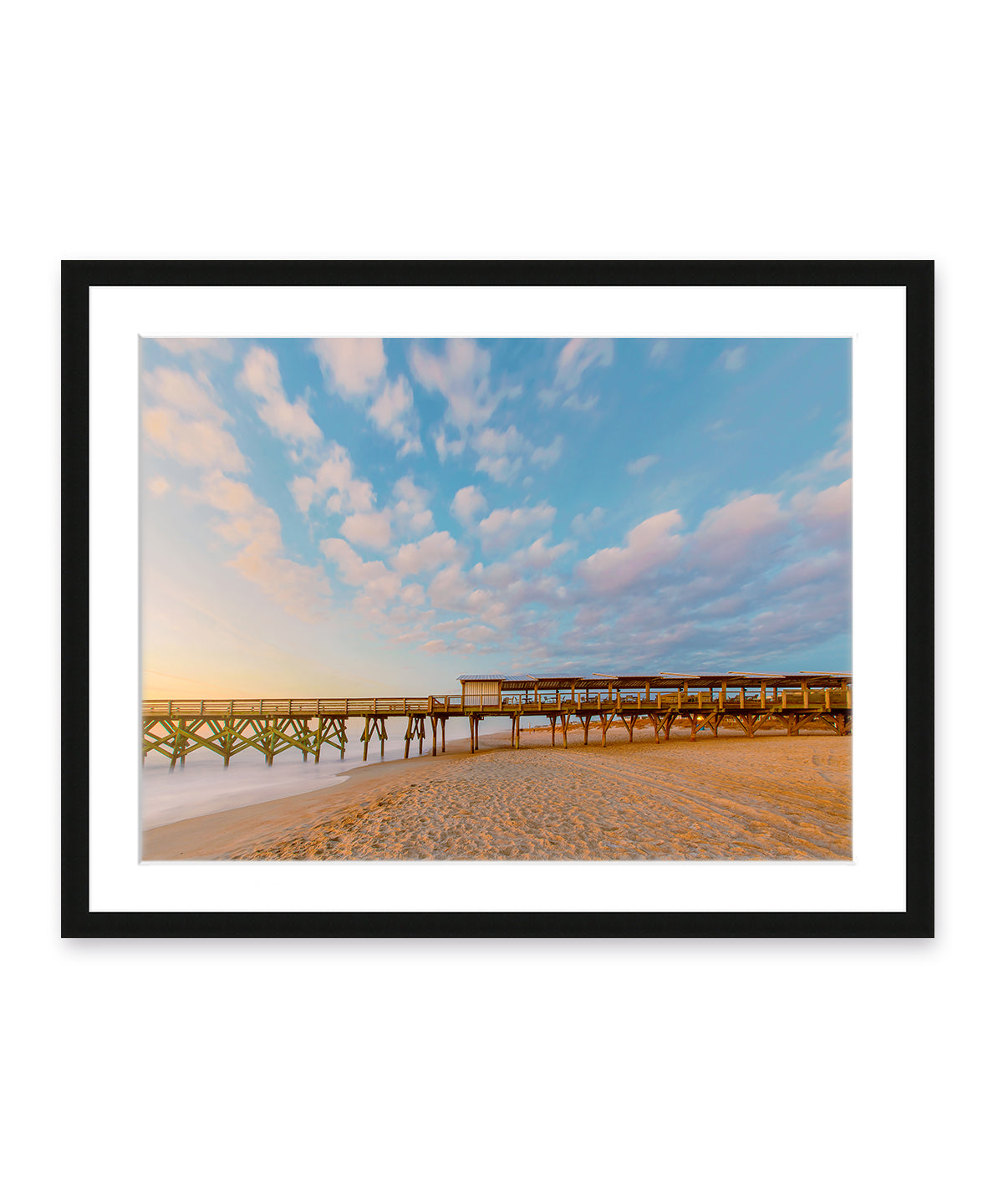 black frame wrightsville beach sunrise pier photograph