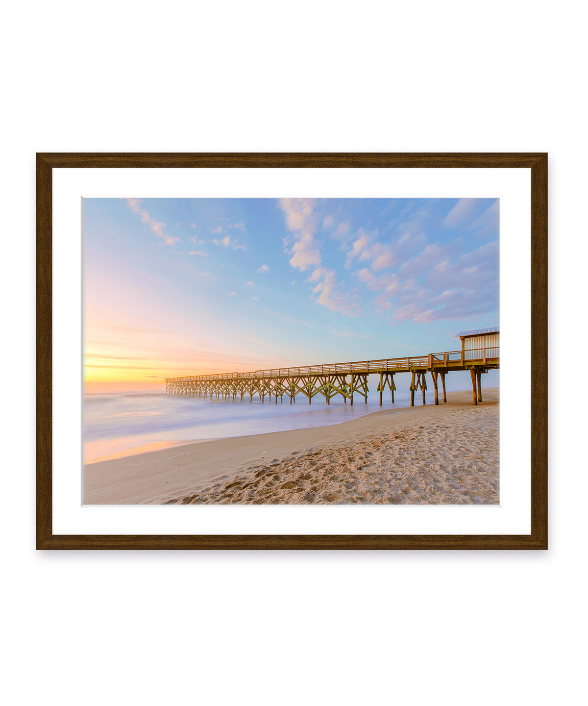 wrightsville beach photograph, dark wood frame beach print