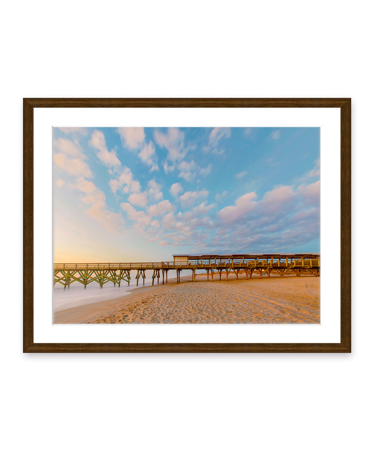 dark wood frame wrightsville beach sunrise pier photograph