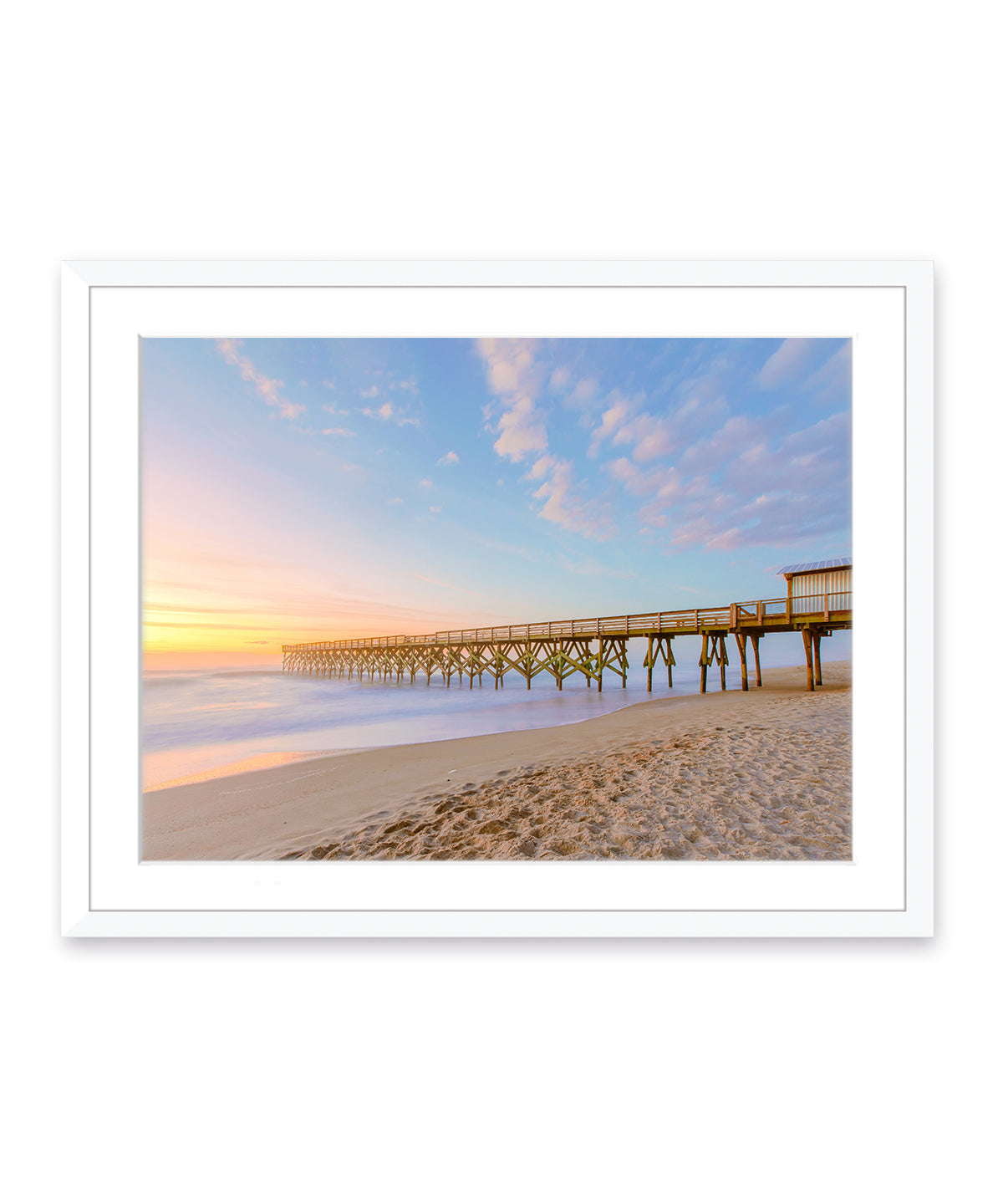 wrightsville beach photograph,white frame beach print