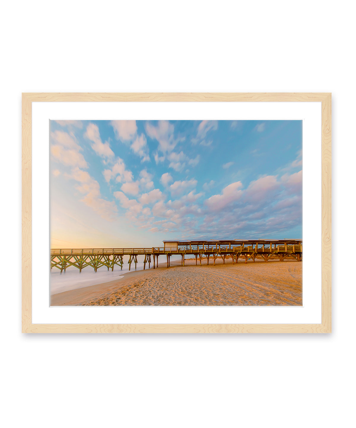 wood frame wrightsville beach sunrise pier photograph