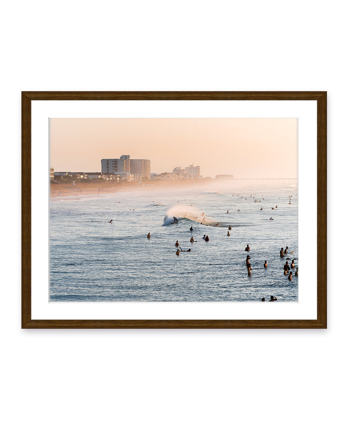 wrightsville beach surf print dark wood frame