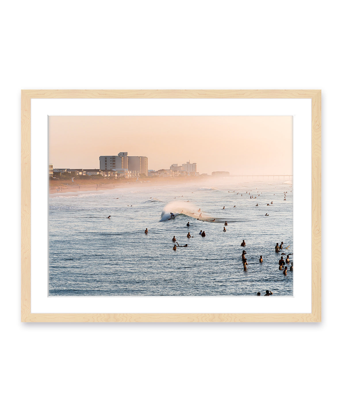 wrightsville beach surf print wood frame