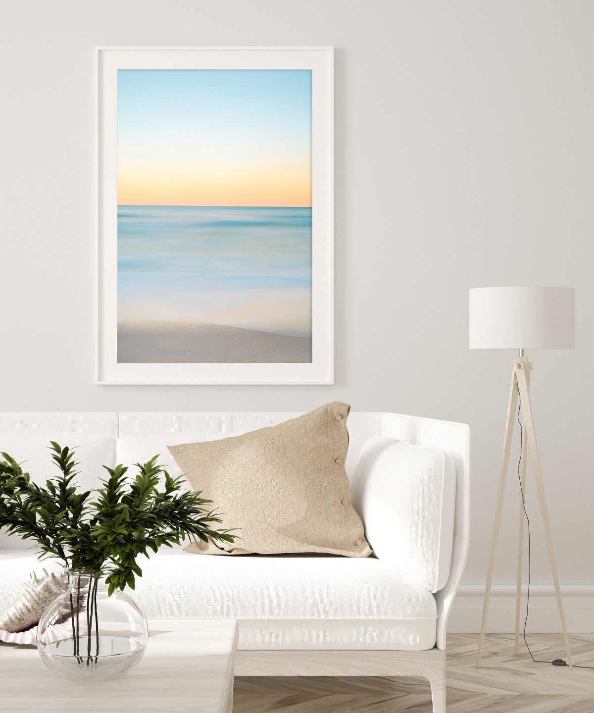 coastal neutral decor, soft blue abstract, minimal ocean print