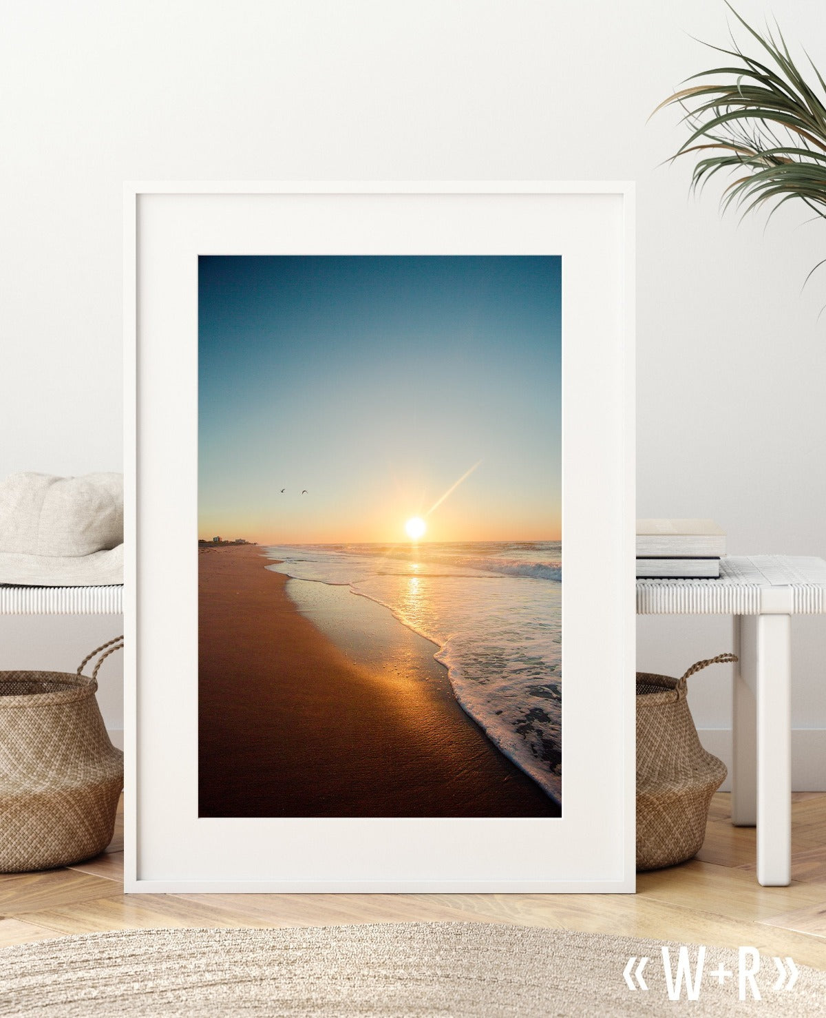 Boho Golden Blue Sunrise Beach Photograph by Wright and Roam