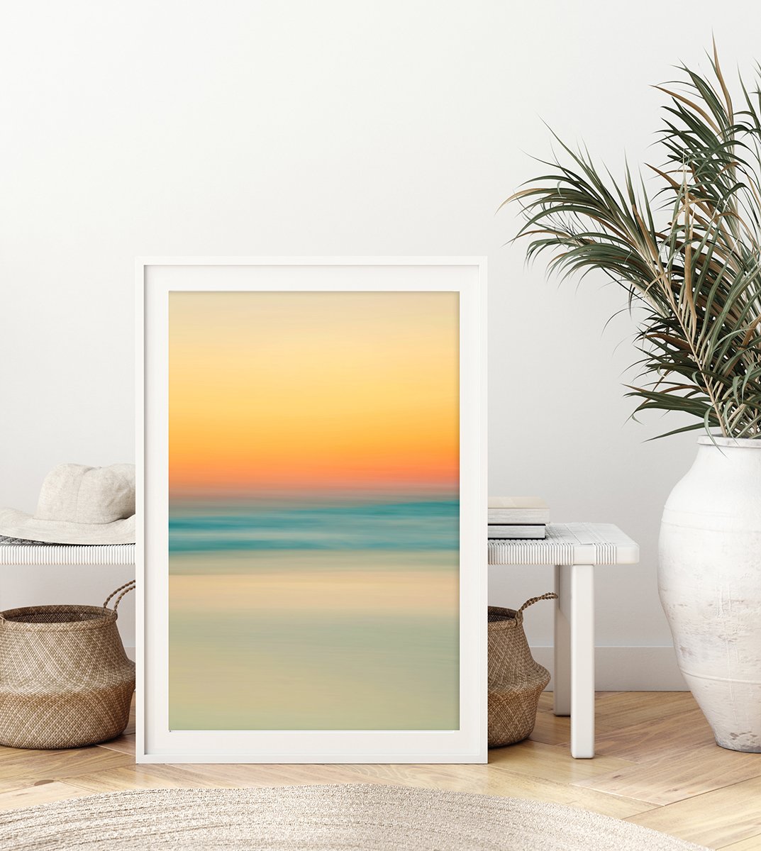 boho home decor, featuring white frame abstract minimal beach photograph by Wright and Roam