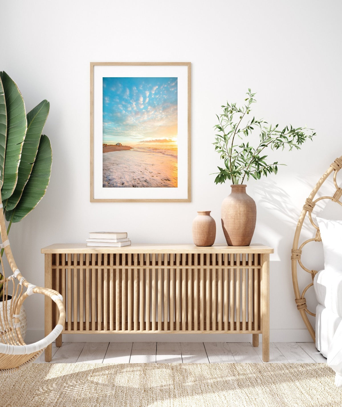 Boho Coastal Bedroom Decor Sunrise Beach Print
