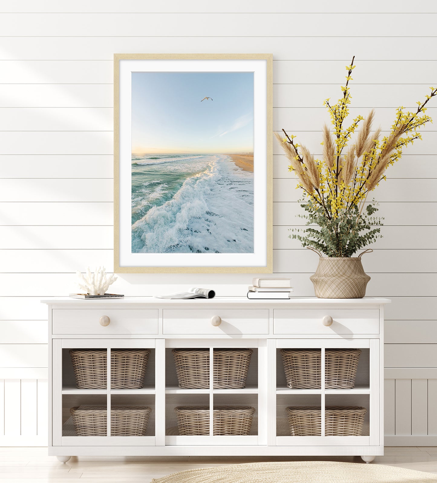coastal decor feautring blue wrightsville beach framed art