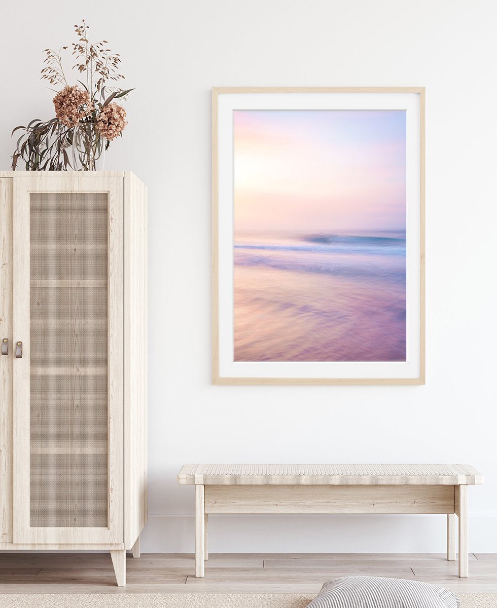 boho beach house decor, pink abstract minimal wall art