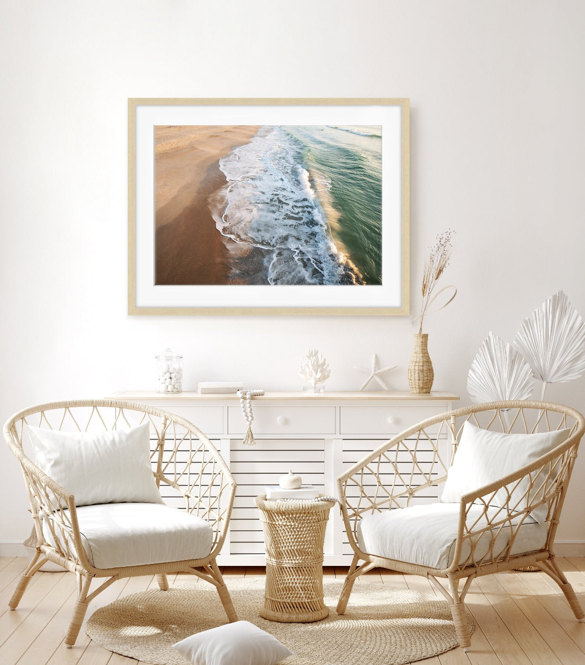coastal boho living room decor