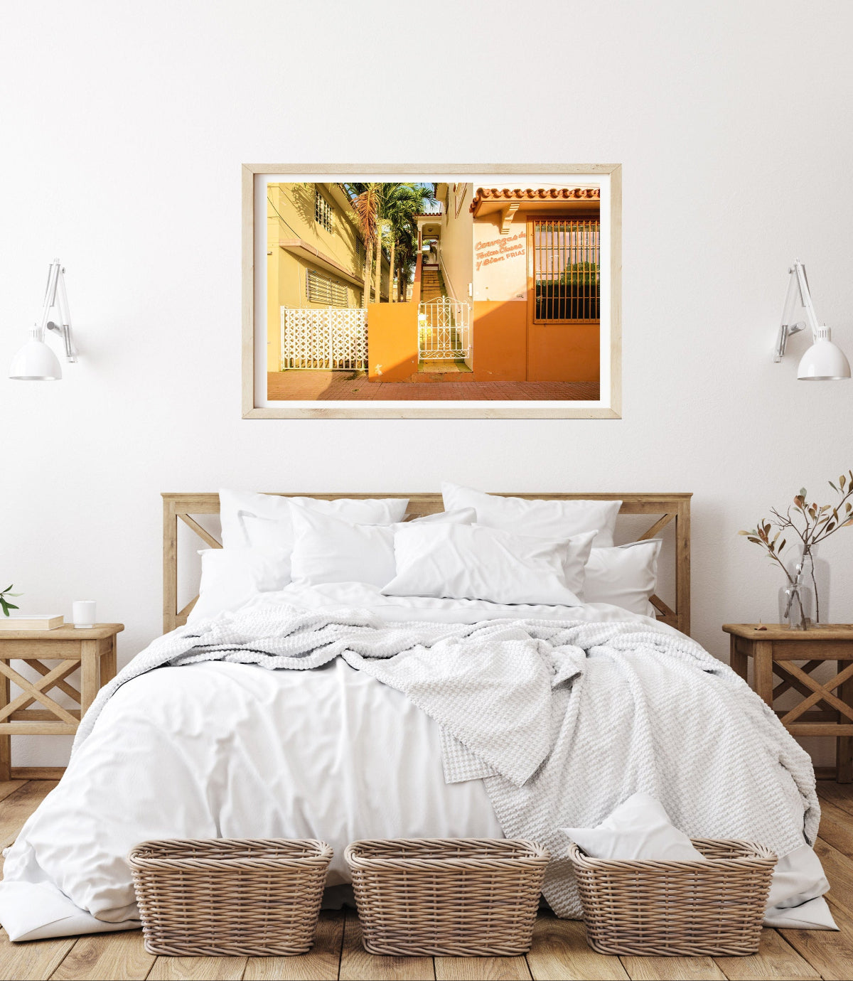 coastal decor featuring large framed architecture photograph taken in rincon, puerto rico