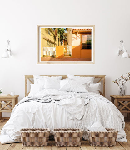 coastal decor featuring large framed architecture photograph taken in rincon, puerto rico