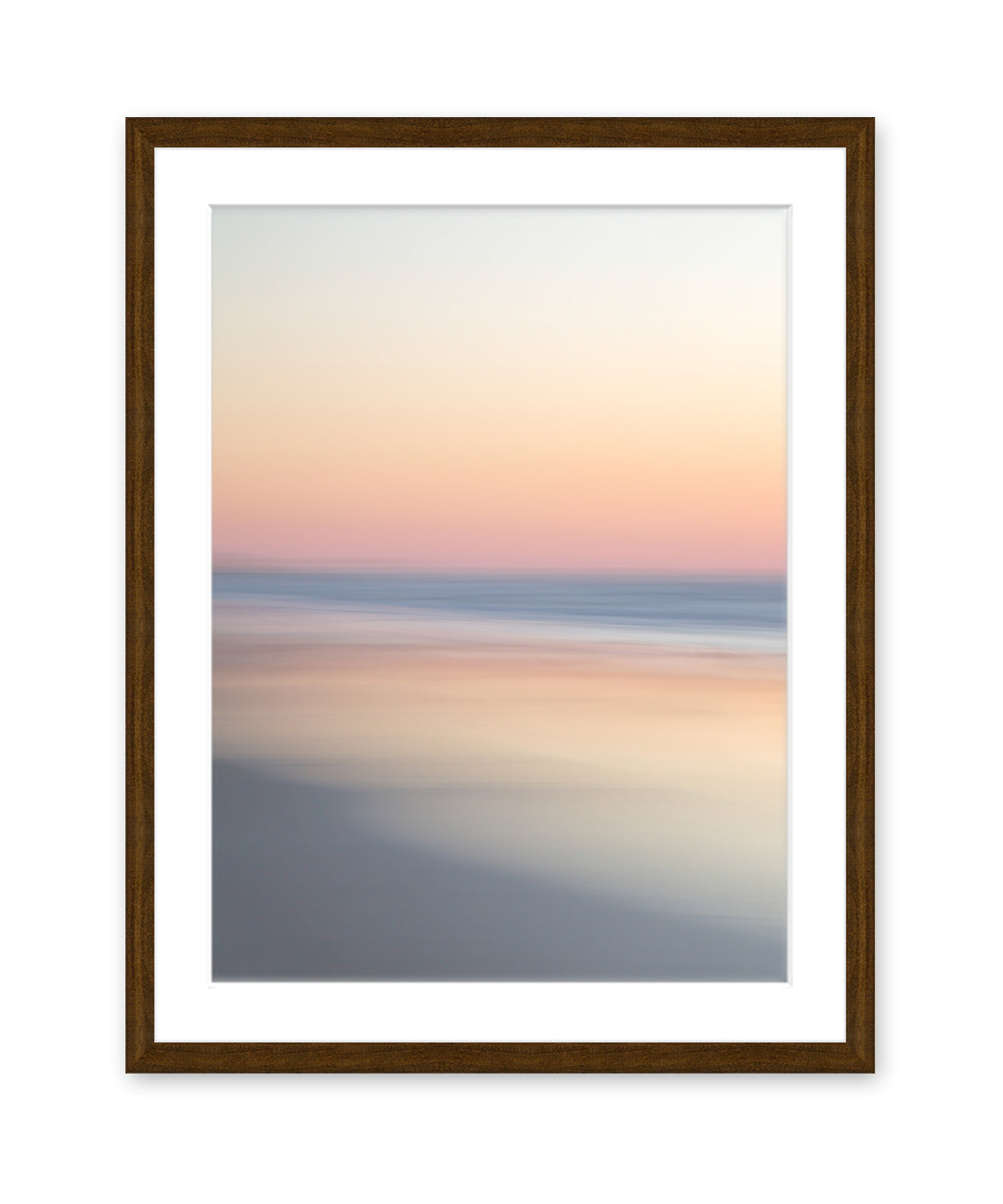 minimal abstract beach photograph, dark wood frame