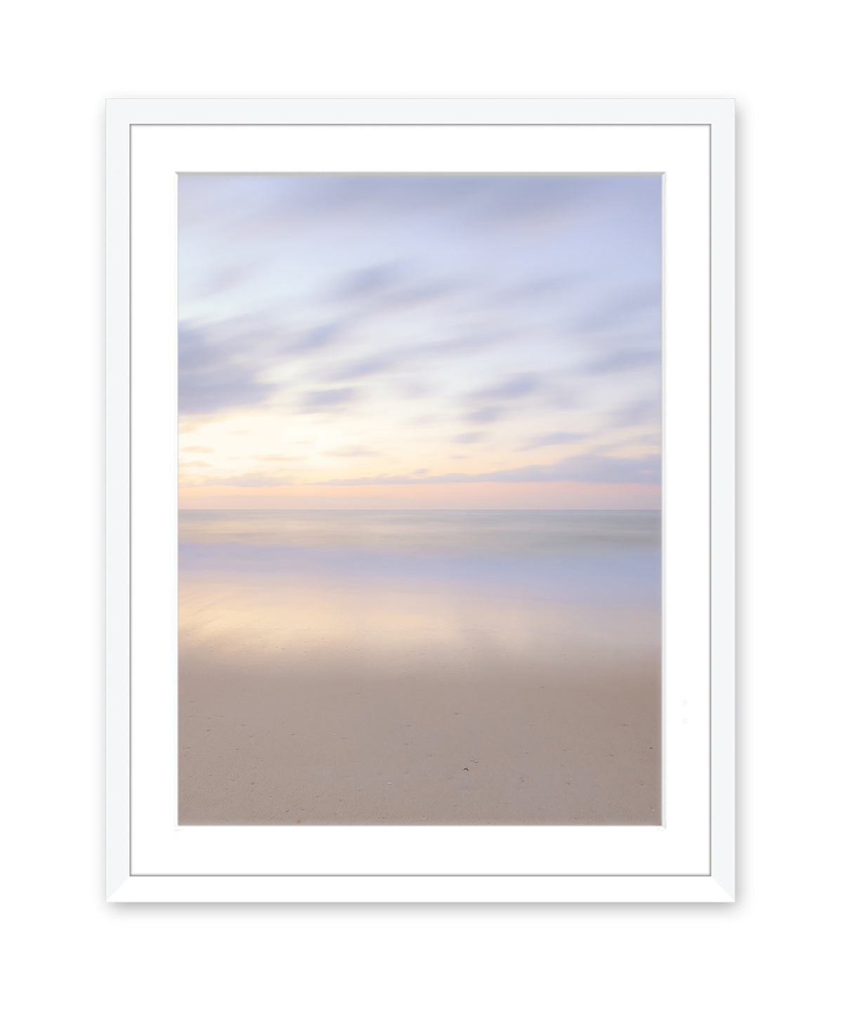 Neutral Abstract Minimal Print, Beach Photograph, White Wood Frame, by Wright and Roam