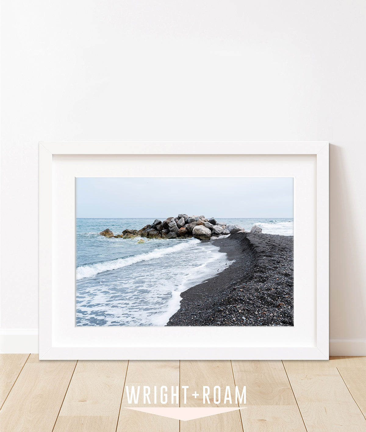 black beach, coastal art, santorini greece photograph