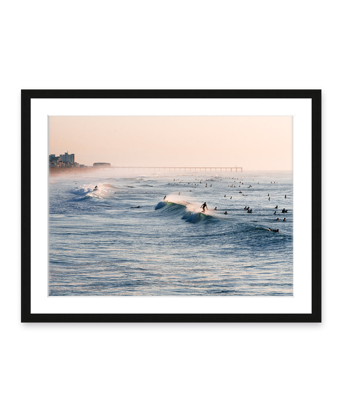 blue waves wrightsville beach art black frame