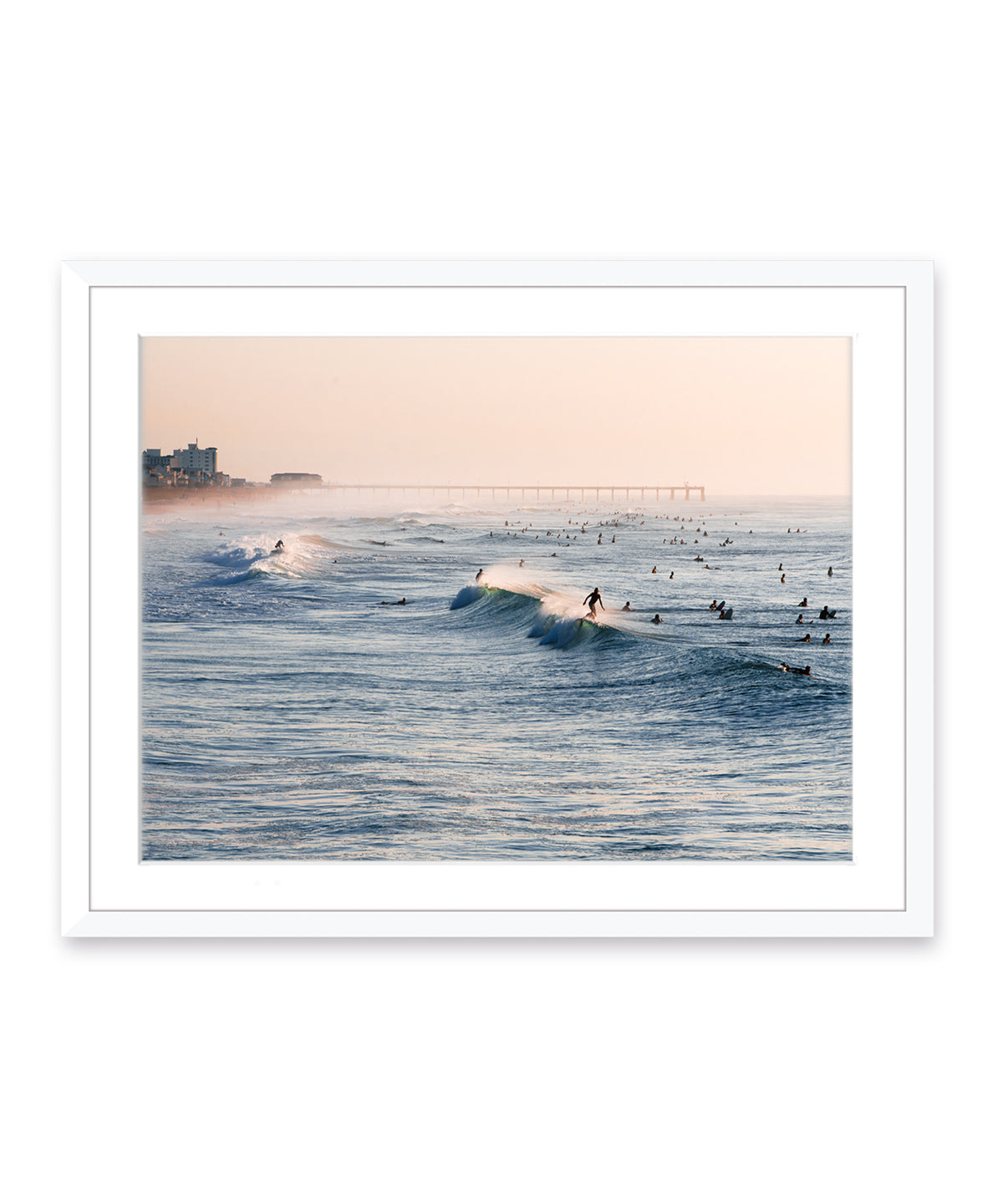 blue waves wrightsville beach art white frame