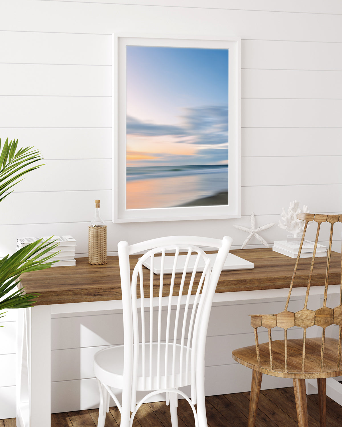coastal decor featuring abstract blue ocean print