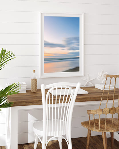 coastal decor featuring abstract blue ocean print