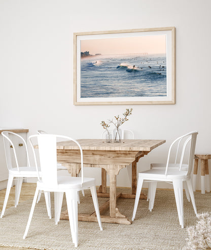 coastal decor featuring blue waves on wrightsville beach north carolina