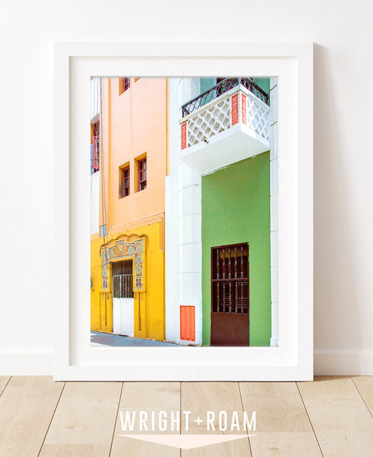 colorful architecture print, old san juan puerto rico photograph