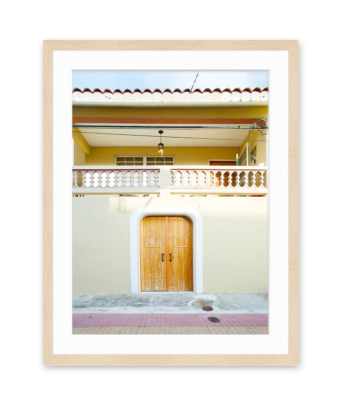colorful architecture print, Old San Juan Puerto Rico travel Photograph, wood frame