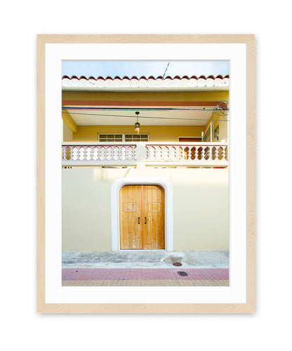 colorful architecture print, Old San Juan Puerto Rico travel Photograph, wood frame