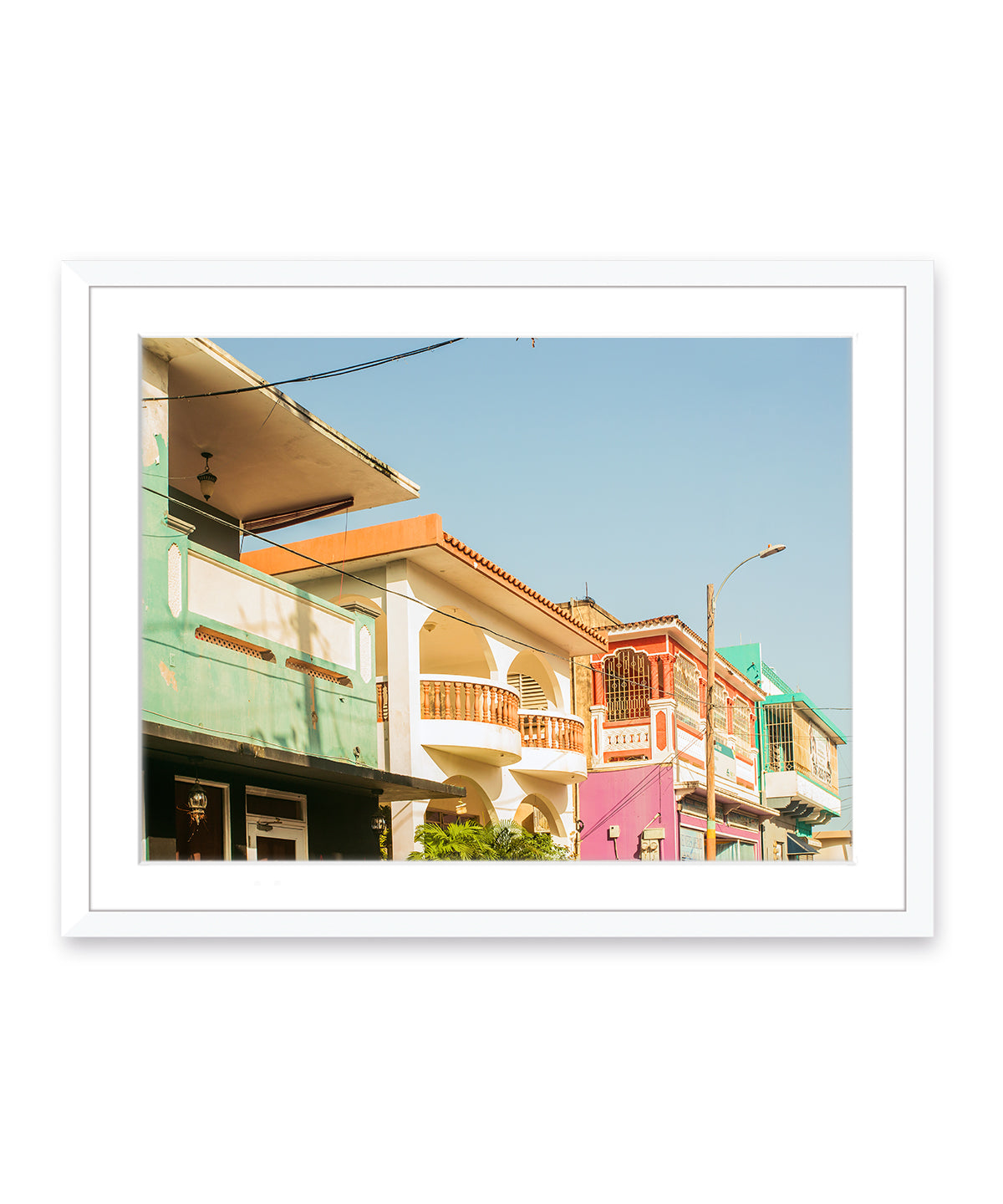 Travel photograph featuring colorful buildings in Old San Juan, puerto rico, White Wood Frame