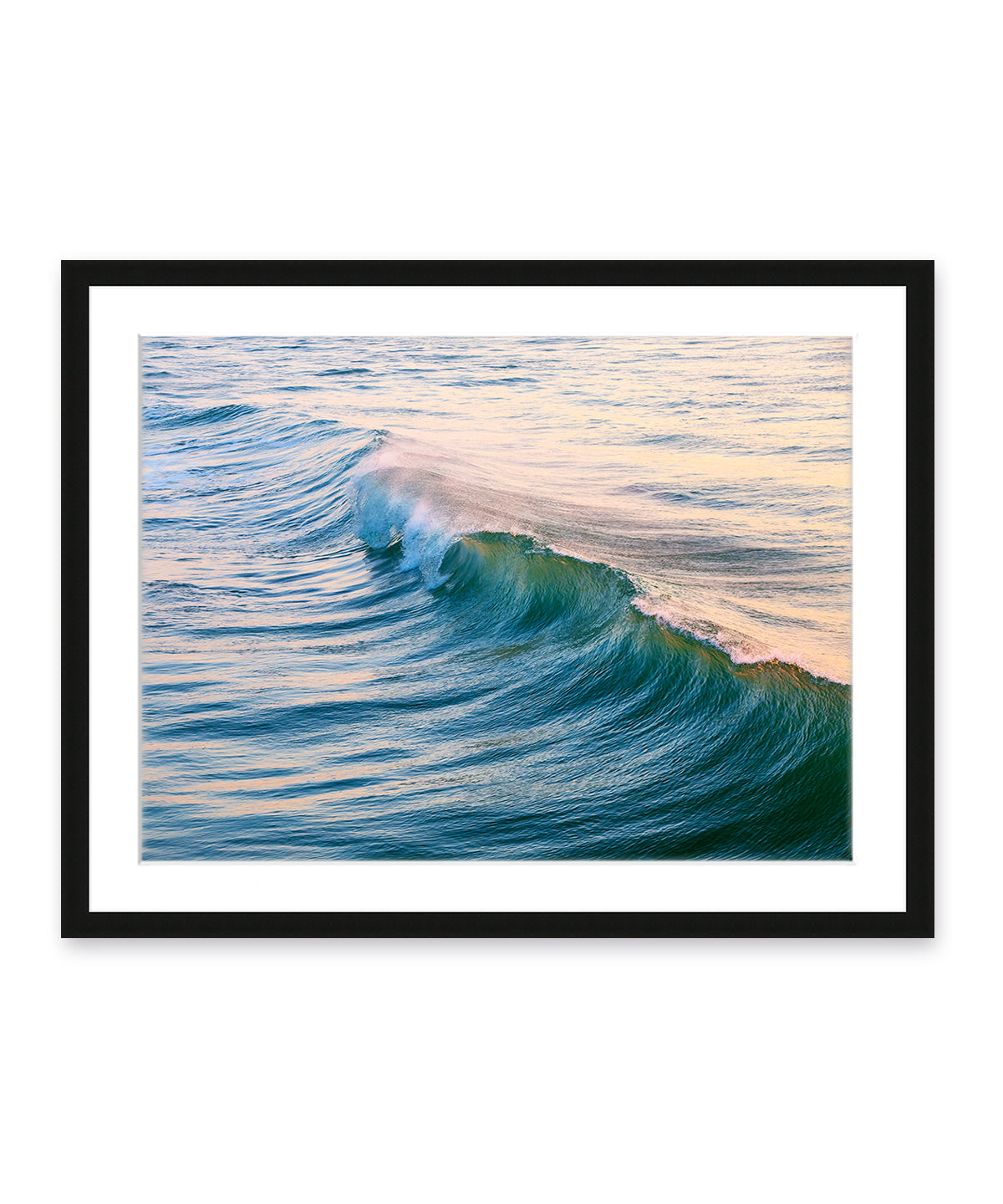 ocean poster, blue wave photograph, black frame