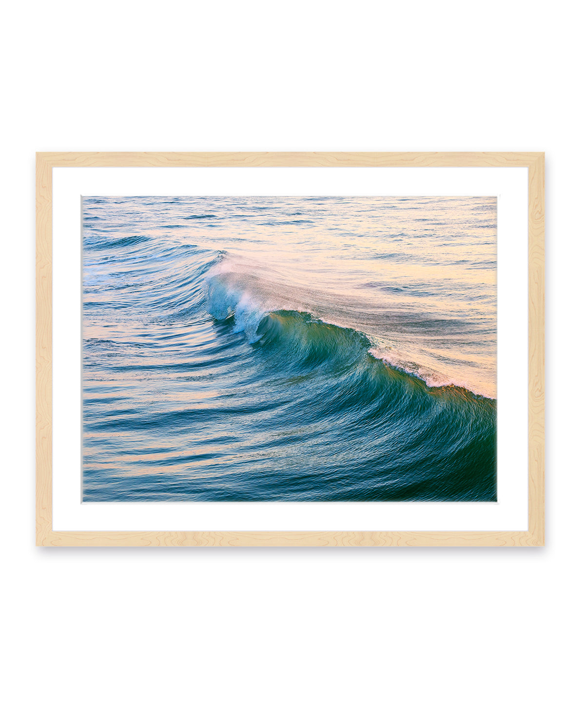 ocean art featuring blue wave wood frame