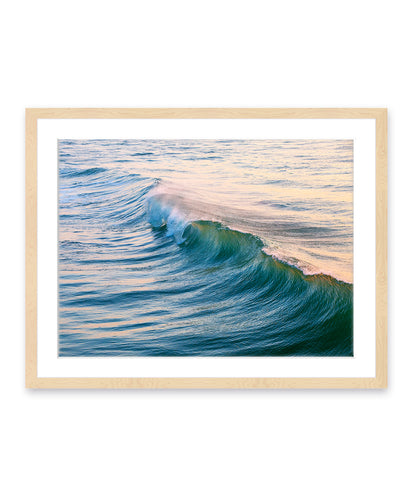 ocean art featuring blue wave wood frame