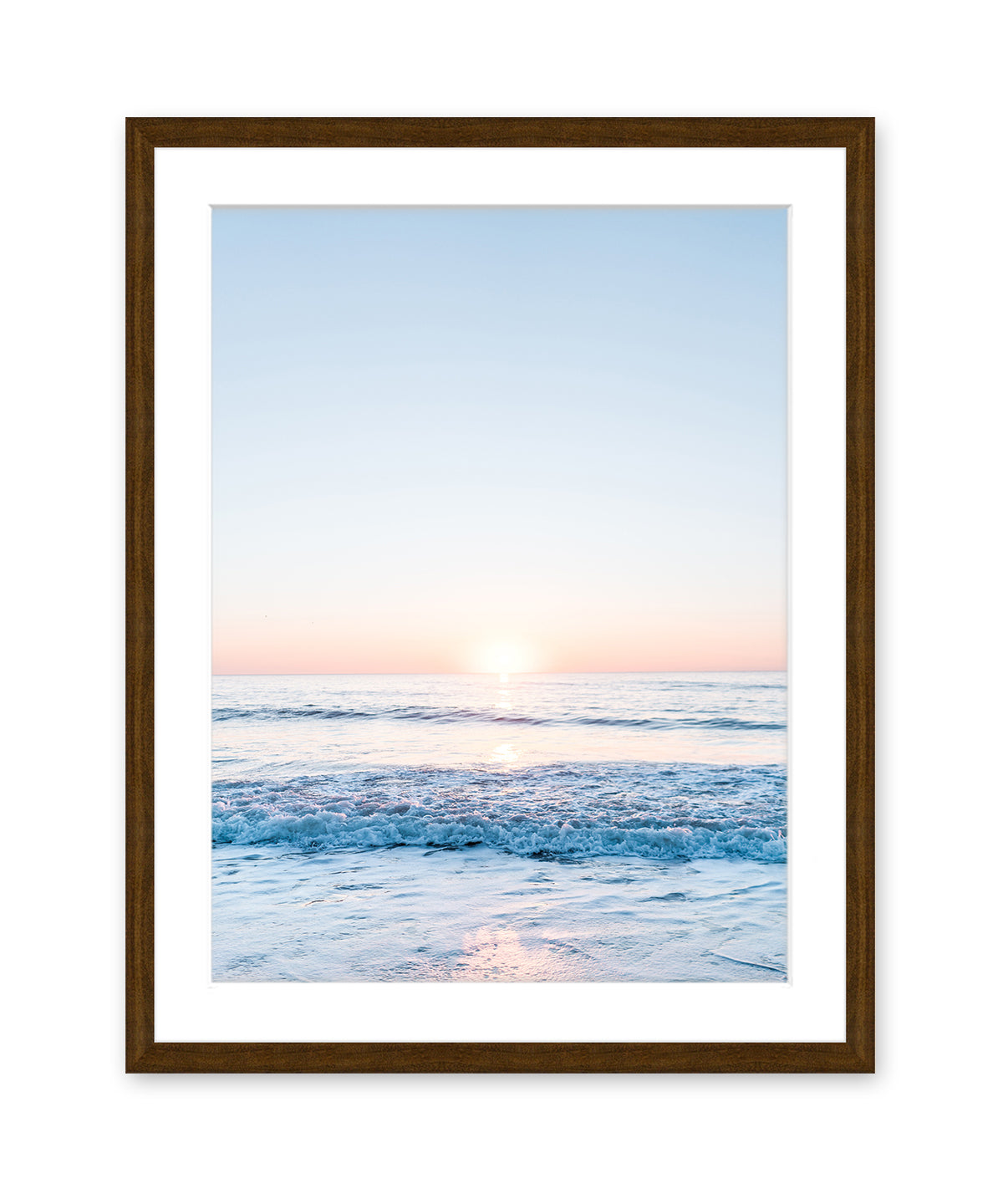 Pastel Blue Wrightsville Beach Photograph, Dark Wood Frame by Wright and Roam