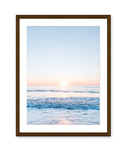 Pastel Blue Wrightsville Beach Photograph, Dark Wood Frame by Wright and Roam