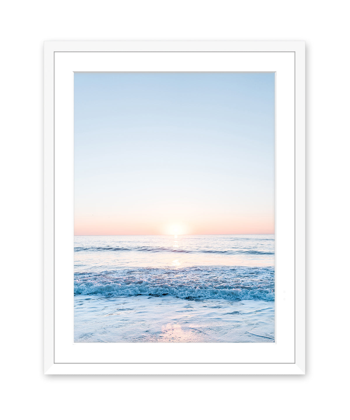 Pastel Blue Wrightsville Beach Photograph, White Wood Frame by Wright and Roam