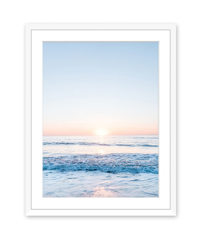 Pastel Blue Wrightsville Beach Photograph, White Wood Frame by Wright and Roam