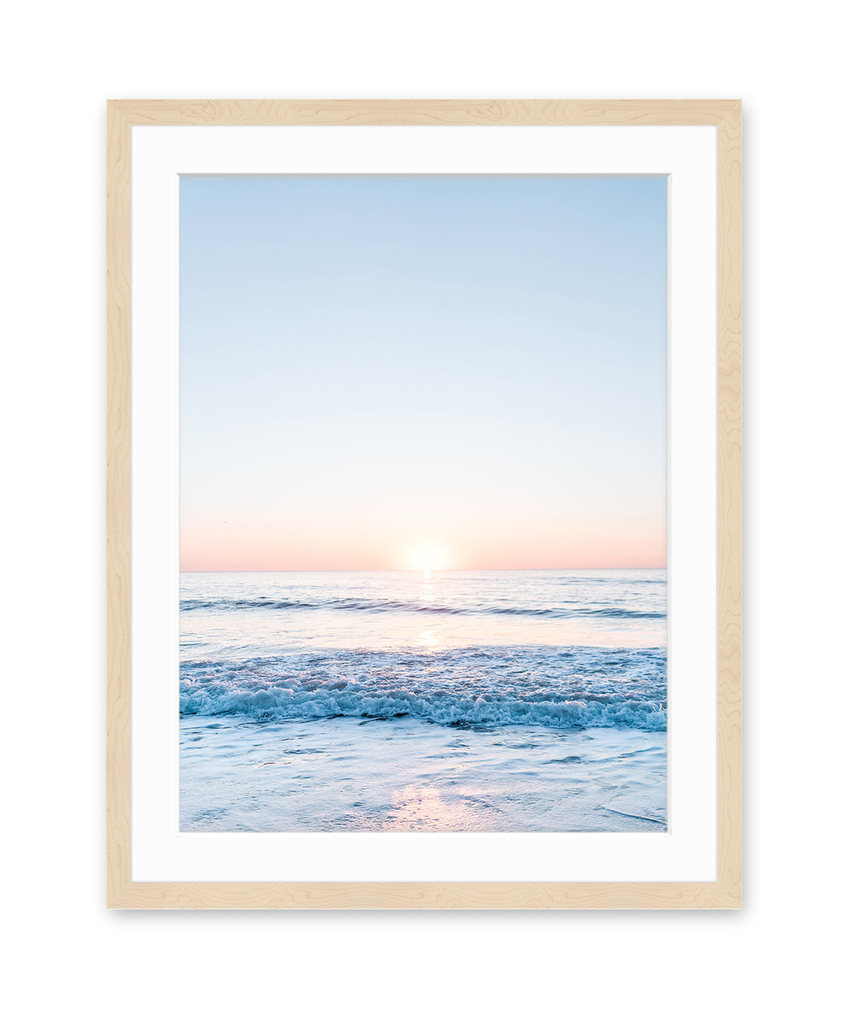 Pastel Blue Wrightsville Beach Photograph, Natural Wood Frame by Wright and Roam