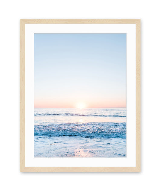Pastel Blue Wrightsville Beach Photograph, Natural Wood Frame by Wright and Roam