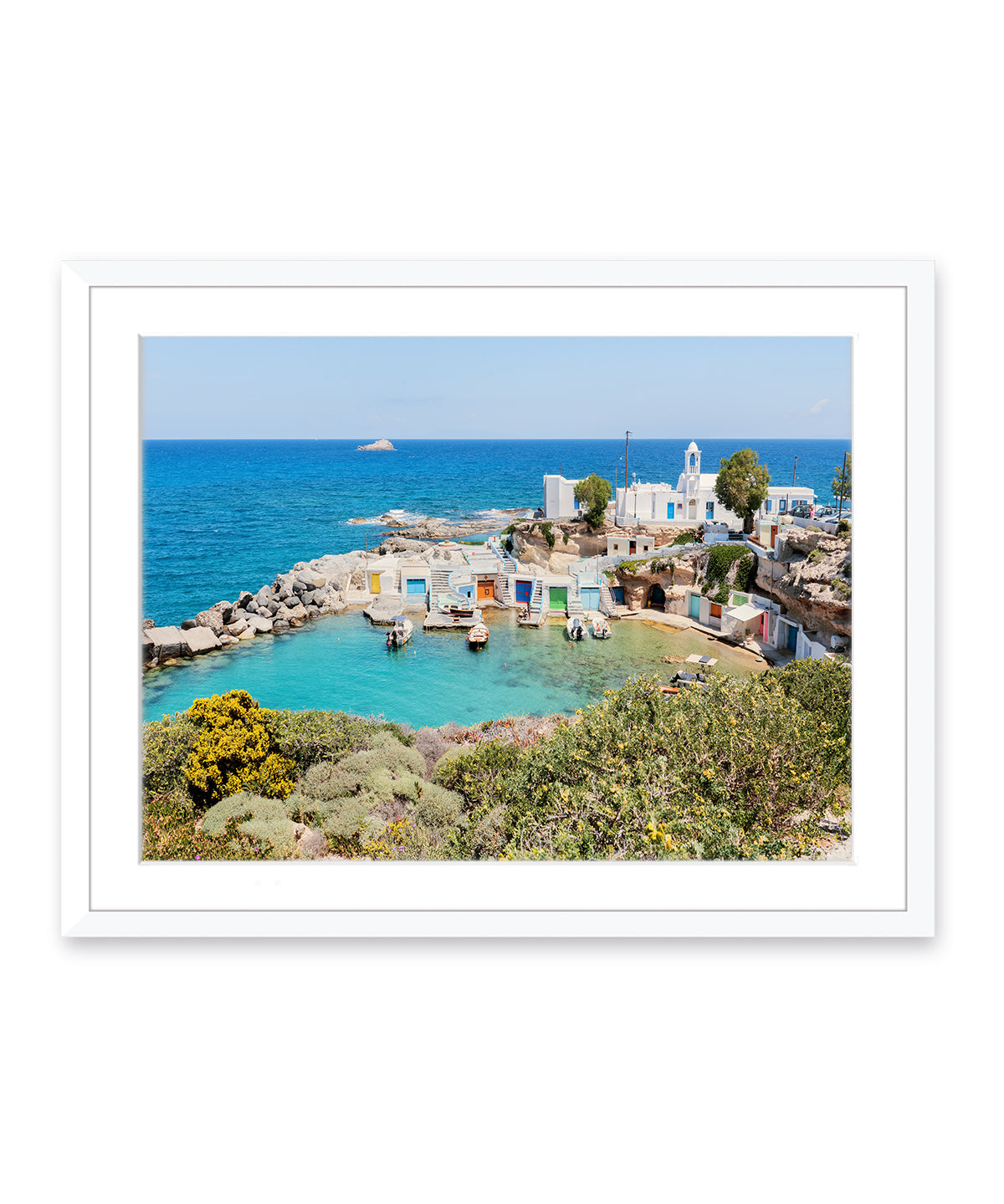 Mandrakia Fishing Village - Milos Greece photograph, white frame