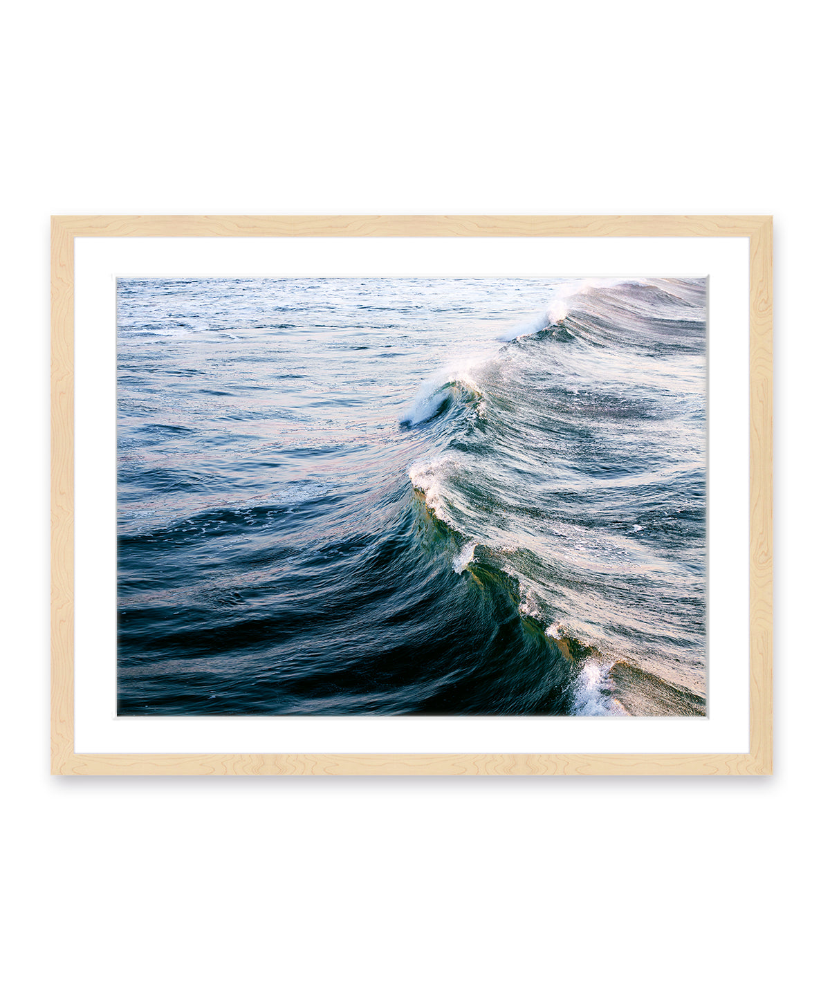 minimal blue ocean wave in wood frame