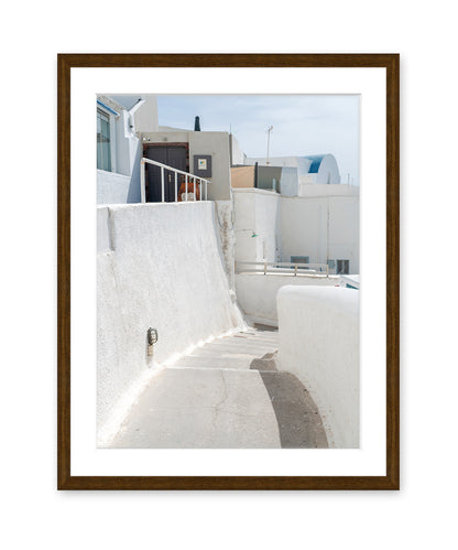 neutral minimal wall art. Santorini Greece Architecture Photography, brown frame