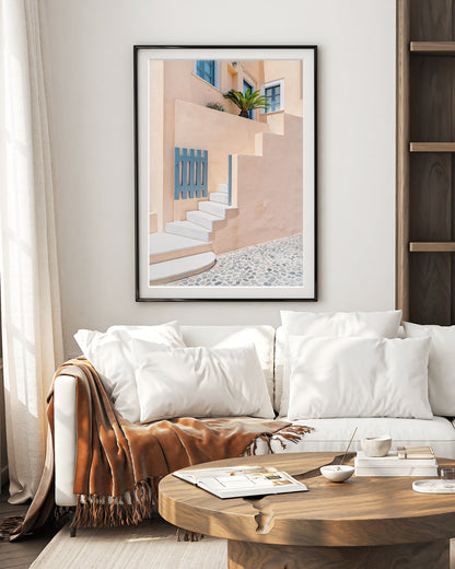 pastel minimal architecture print, greece art