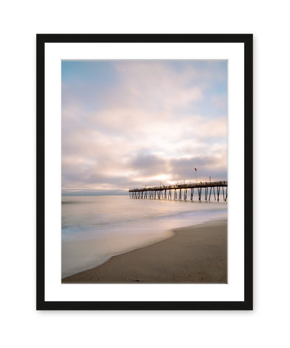 outer banks, avalon pier photograph, pastel beach wall art print by Wright and Roam, Black Frame