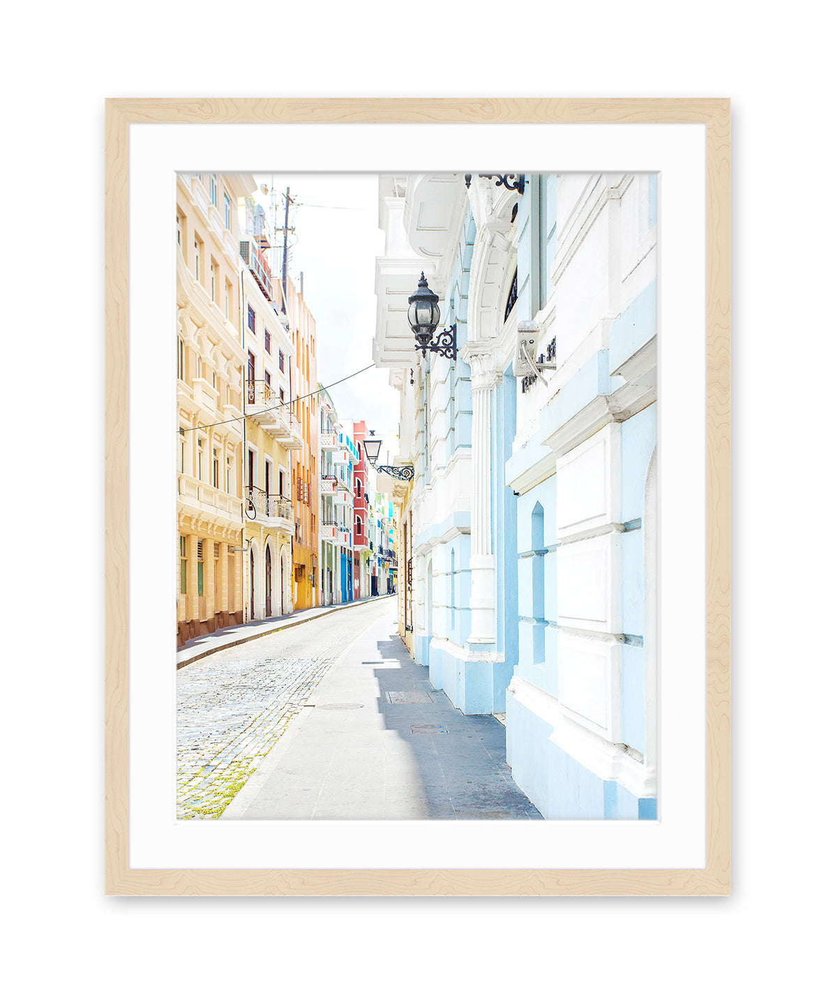 pastel architecture photograph, Old San Juan Puerto Rico Art, wood frame