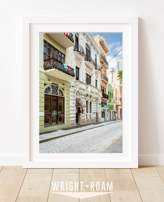 pastel architecture print featuring old san juan puerto rico