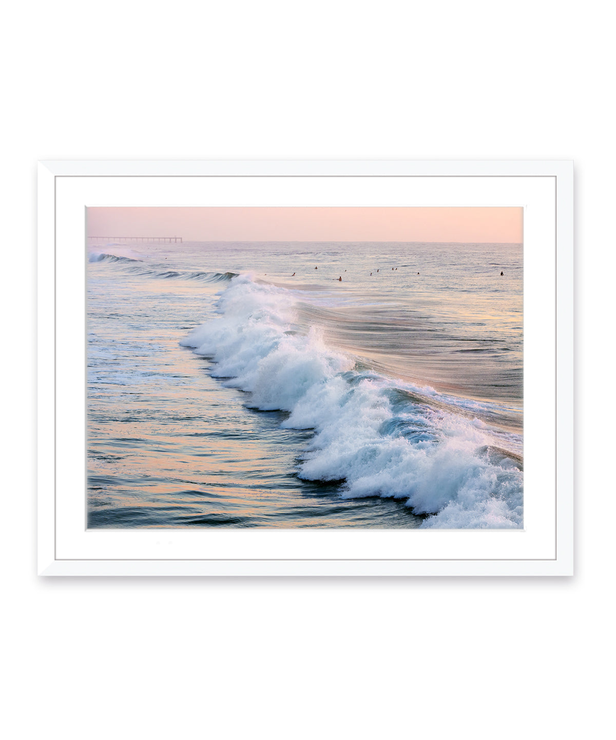 pink and blue ocean prink white frame